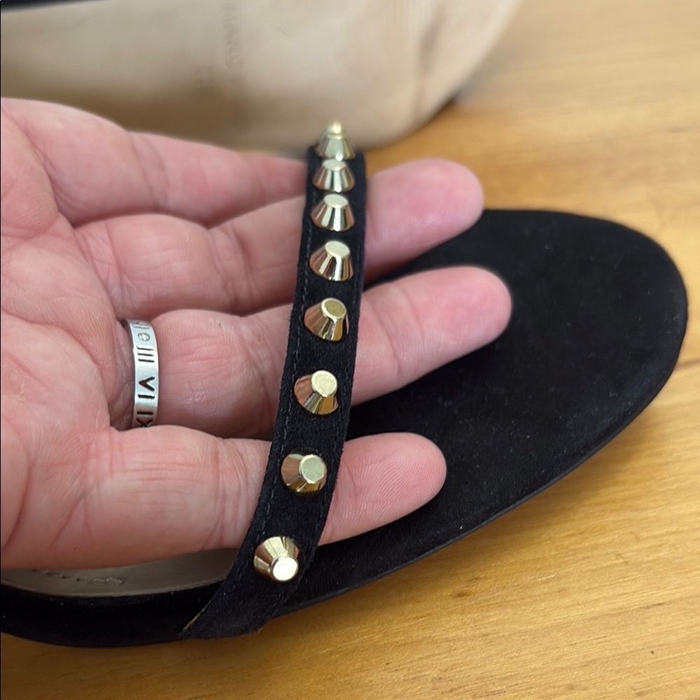 Marc Fisher Black Suede Stiletto Gold Studded Strappy Women's 11M Strappy Ankle - Picture 10 of 10